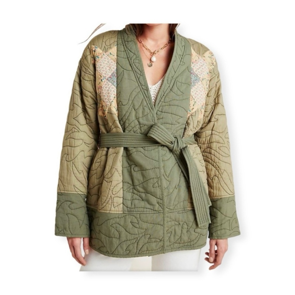 Anthropologie Quilted Patchwork Kimono Jacket Size XS.